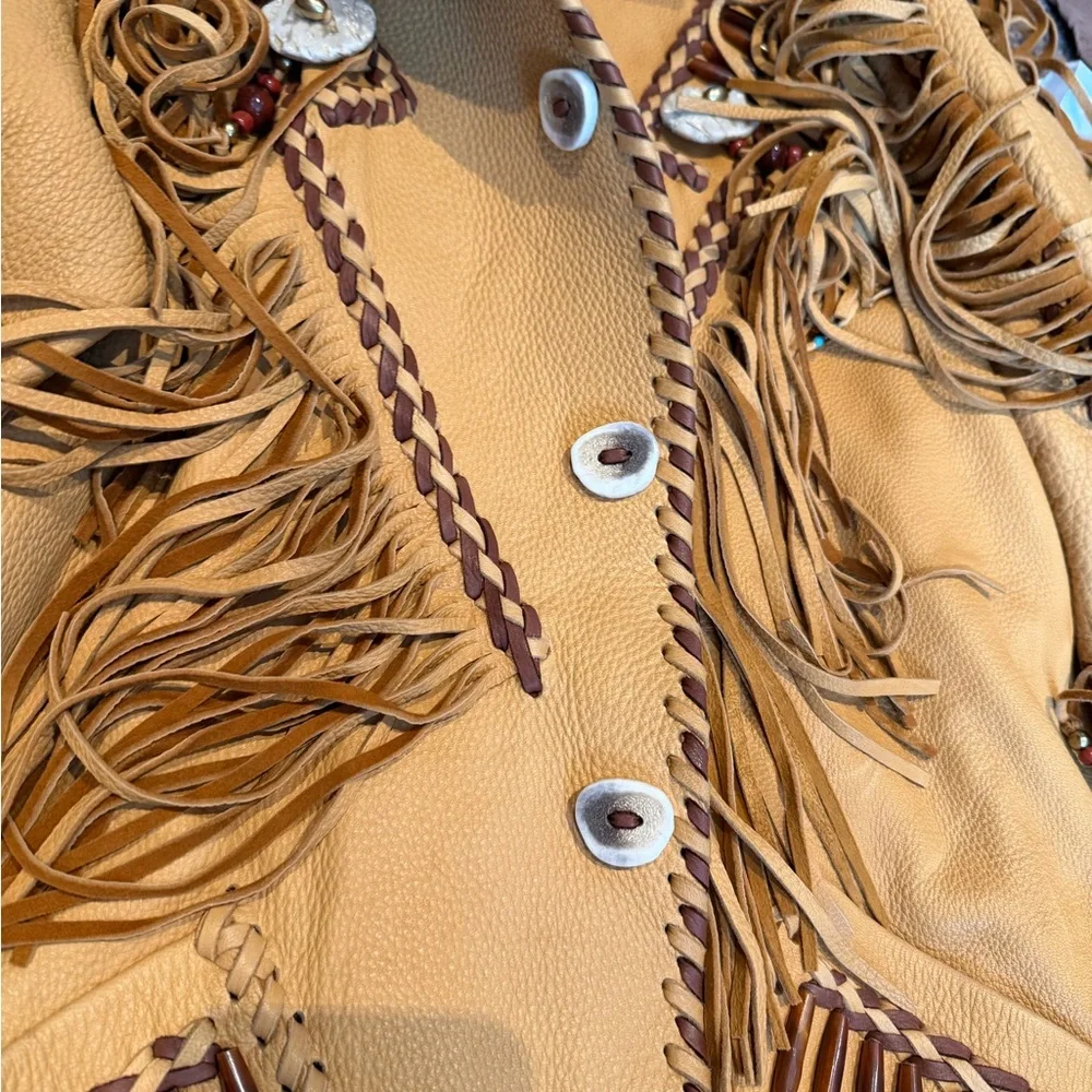 Fringed tan leather rusty dorr  Jacket - Picture 9 of 15